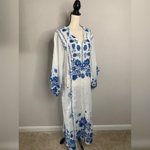 NWT Johnny Was Jade Collection Biannca Linen Kaftan Dress - Picture 7 of 15